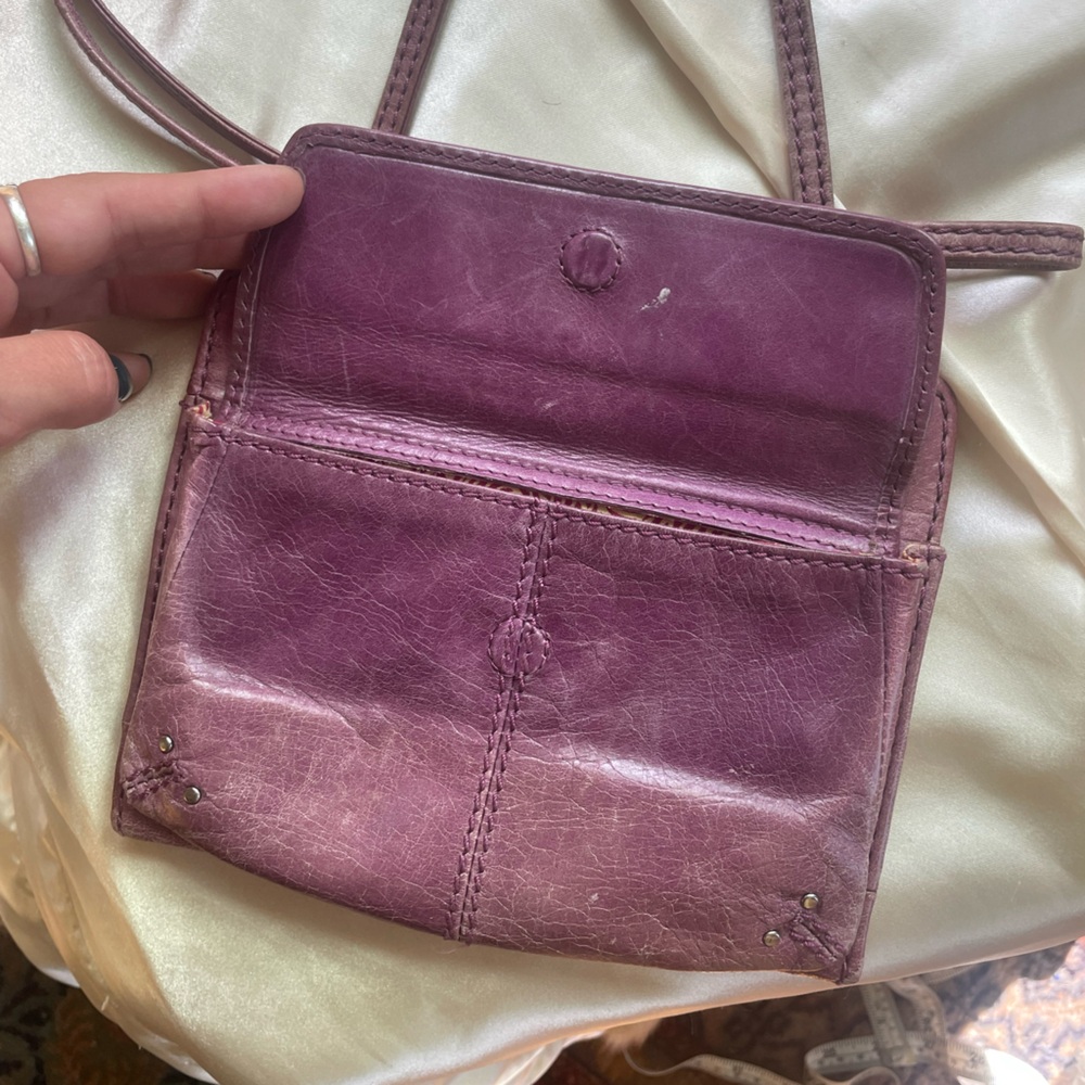Hobo International Distressed Purple Crossbody Wallet - Picture 3 of 8